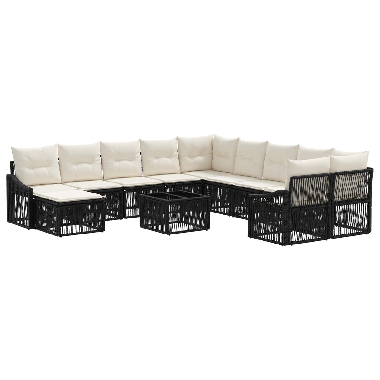 vidaXL Garden Sofa Set 12 pcs Black poly rattan