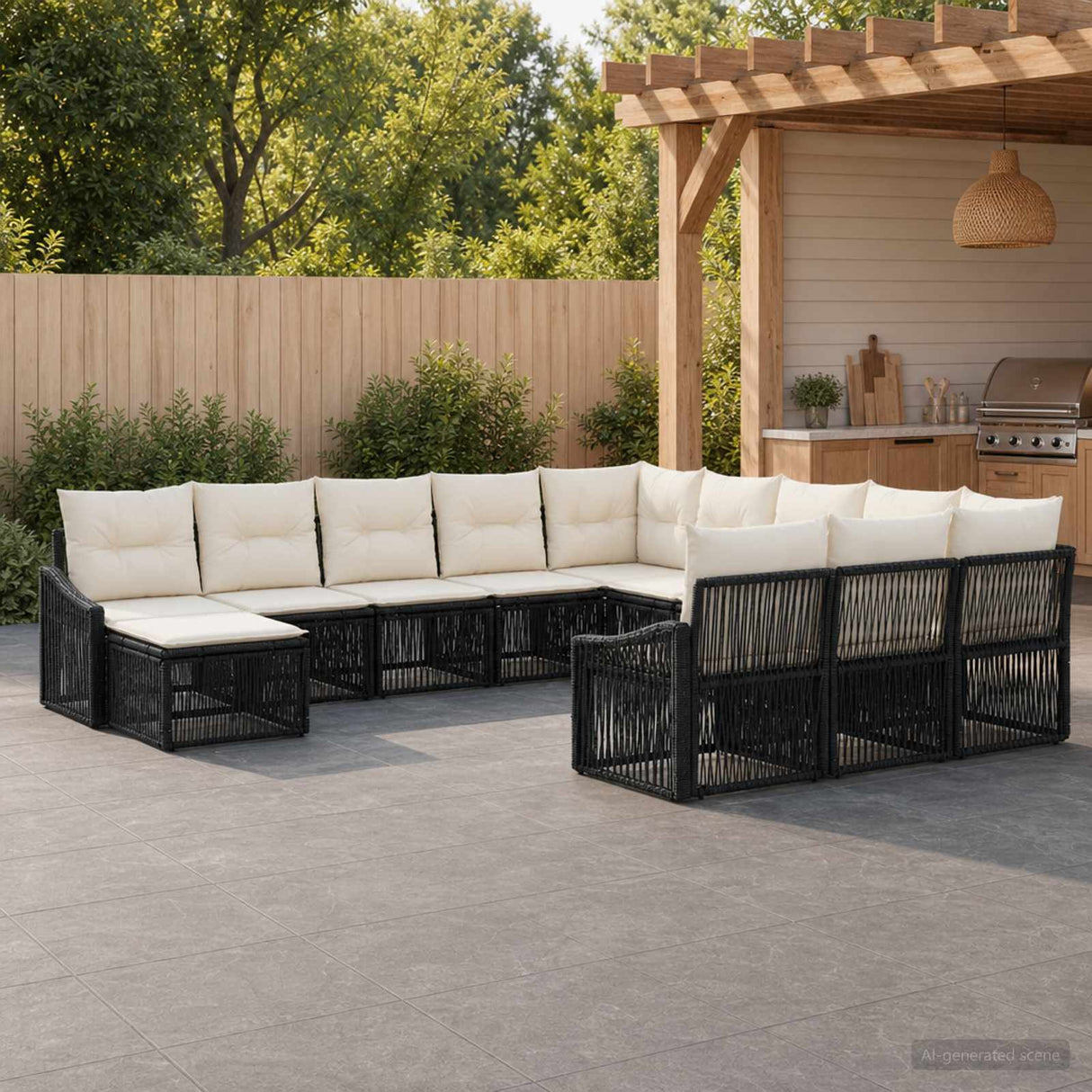 vidaXL Garden Sofa Set 13 pcs Black poly rattan