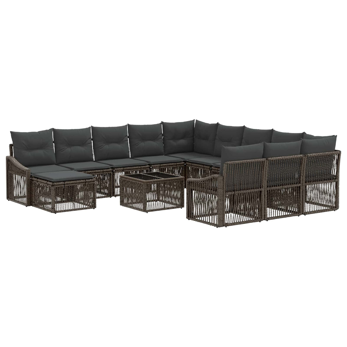 vidaXL Garden Sofa Set 13 pcs Black poly rattan