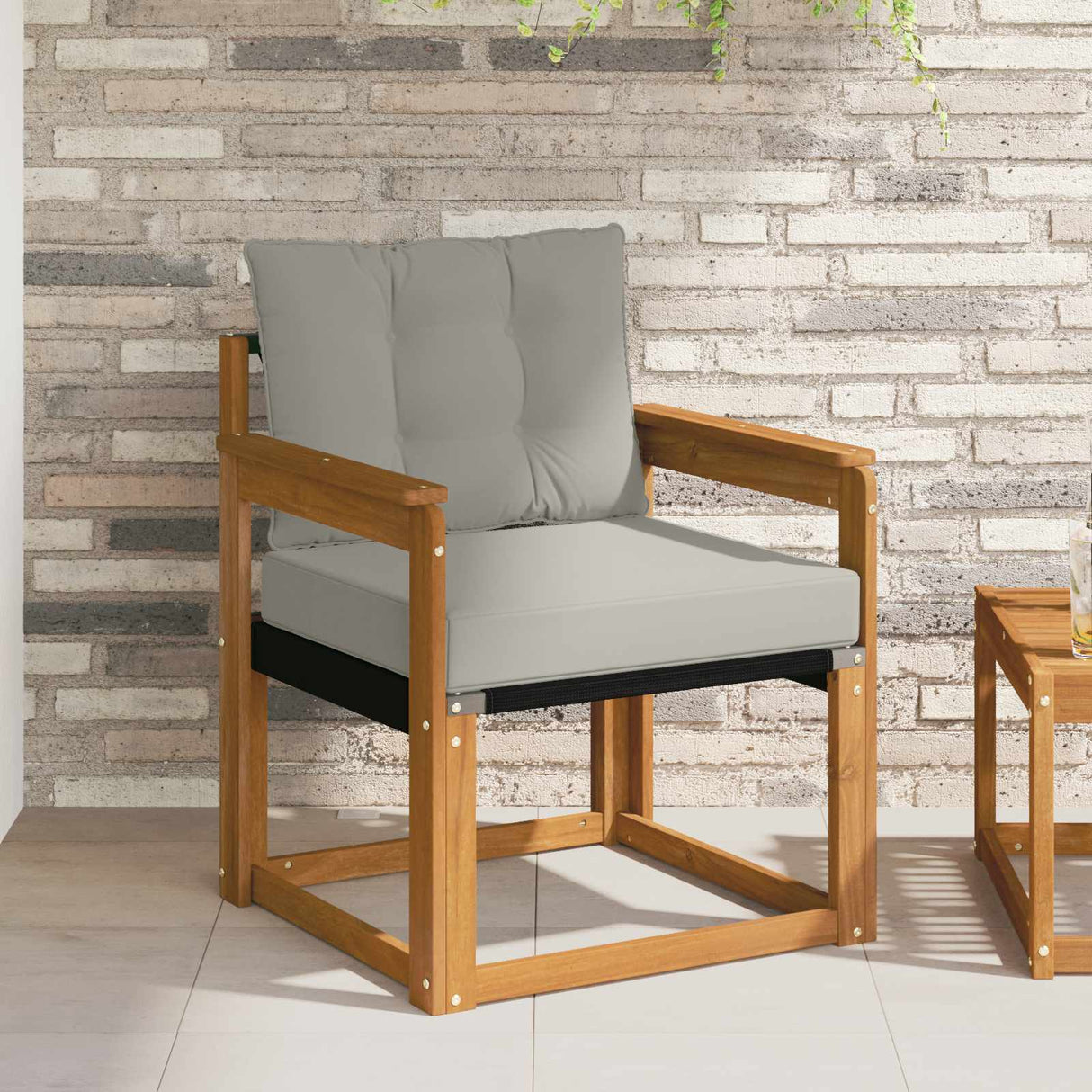 vidaXL Buitensofa Massief Acaciahout en Textilene Natuurlijk en Crème