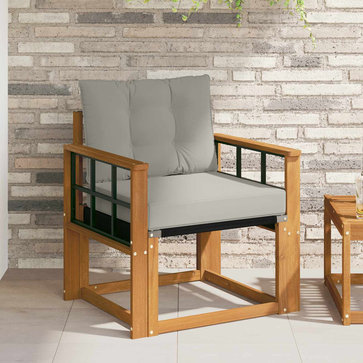 vidaXL Buitensofa Massief Acaciahout en Textilene Natuurlijk en Crème