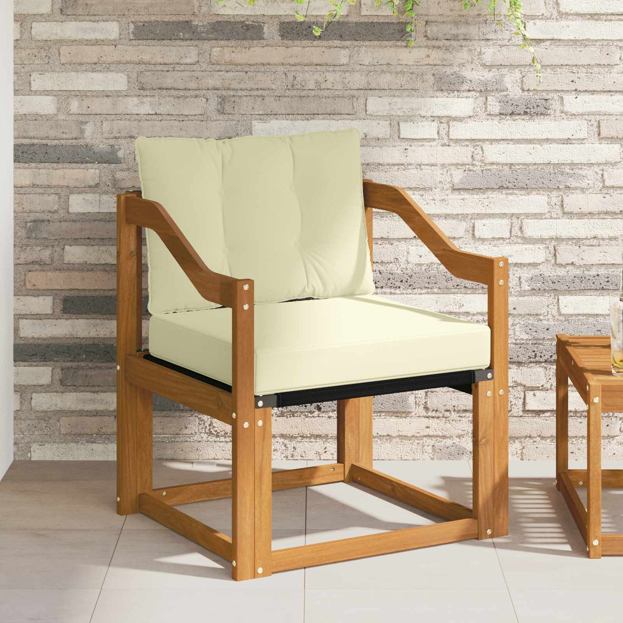 vidaXL Buitensofa Massief Acaciahout en Textilene Natuurlijk en Crème