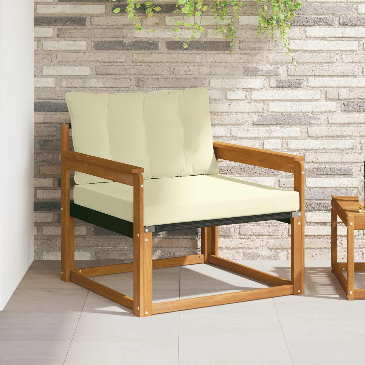 vidaXL Buiten bank set Massief Acaciahout en Textilene Naturel