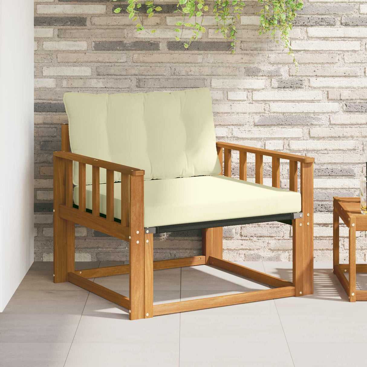 vidaXL Buiten bank set Massief Acaciahout en Textilene Naturel