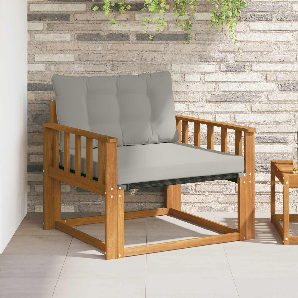 vidaXL Buiten bank set Massief Acaciahout en Textilene Naturel