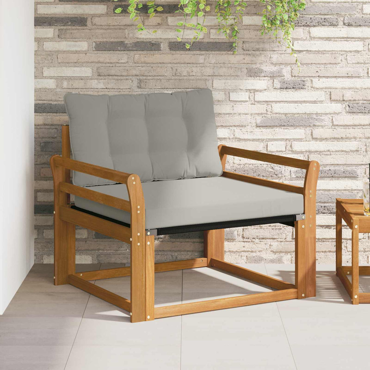 vidaXL Buiten bank set Massief Acaciahout en Textilene Naturel
