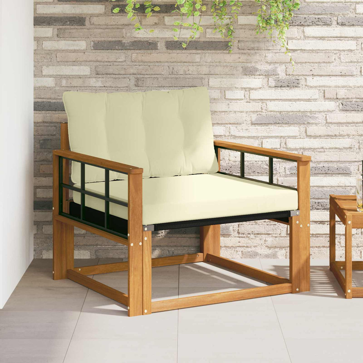 vidaXL Buiten bank set Massief Acaciahout en Textilene Naturel