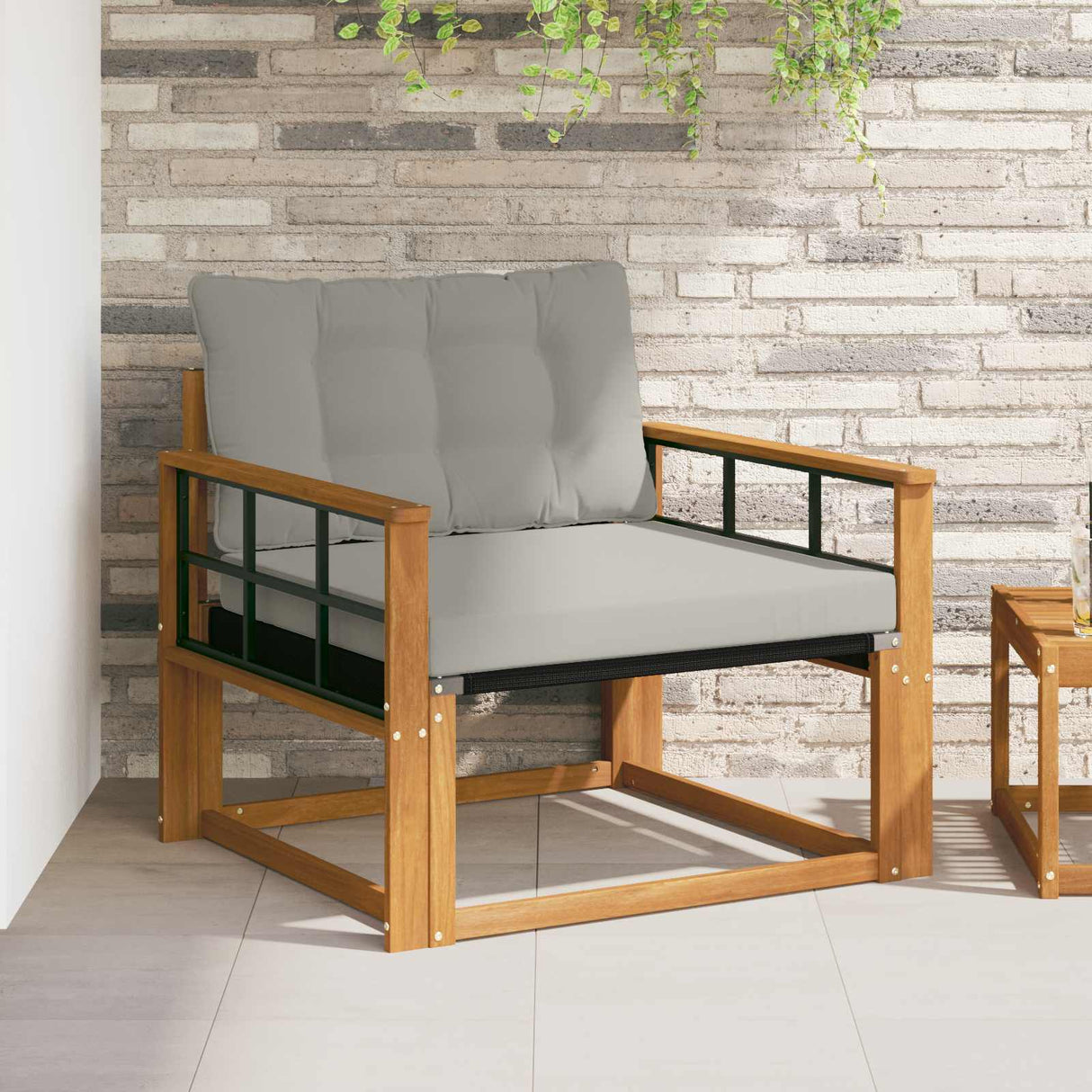 vidaXL Buiten bank set Massief Acaciahout en Textilene Naturel