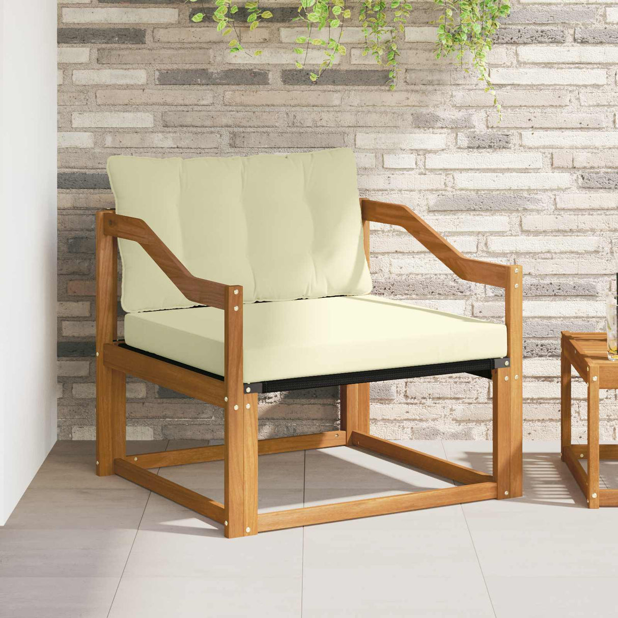 vidaXL Buiten bank set Massief Acaciahout en Textilene Naturel