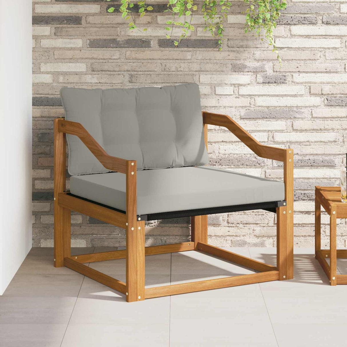 vidaXL Buiten bank set Massief Acaciahout en Textilene Naturel