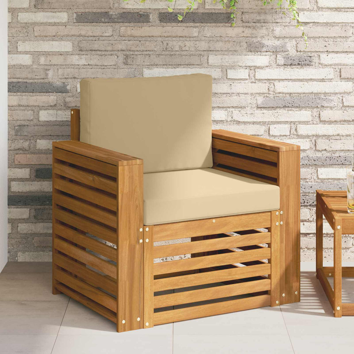 vidaXL Outdoor Sofa Solid Acacia Wood Natural