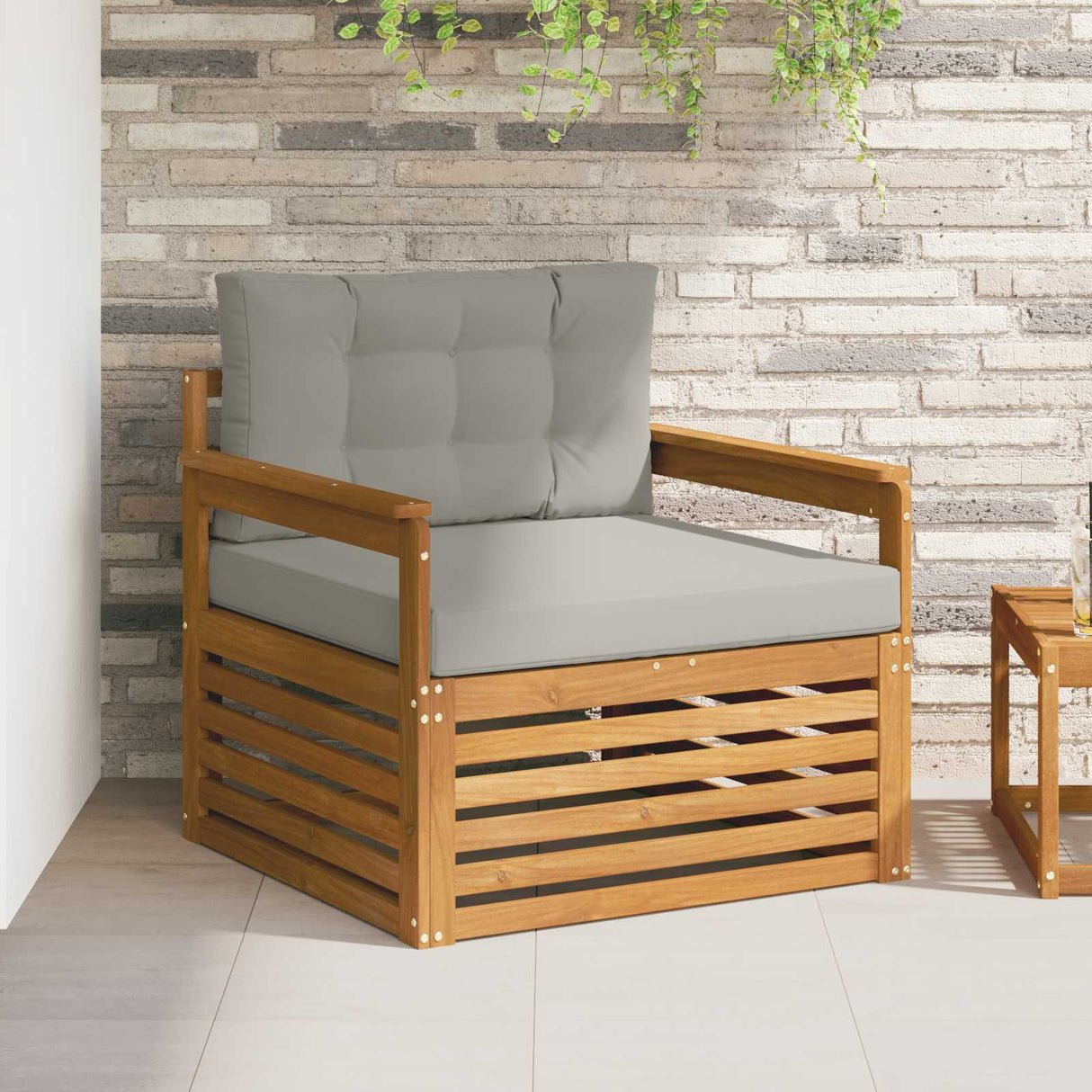 vidaXL Buiten bank set Massief Acacia Hout en Polyester Naturel