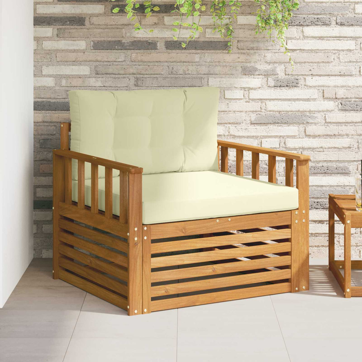 vidaXL Buiten bank set Massief Acacia Hout en Polyester Naturel