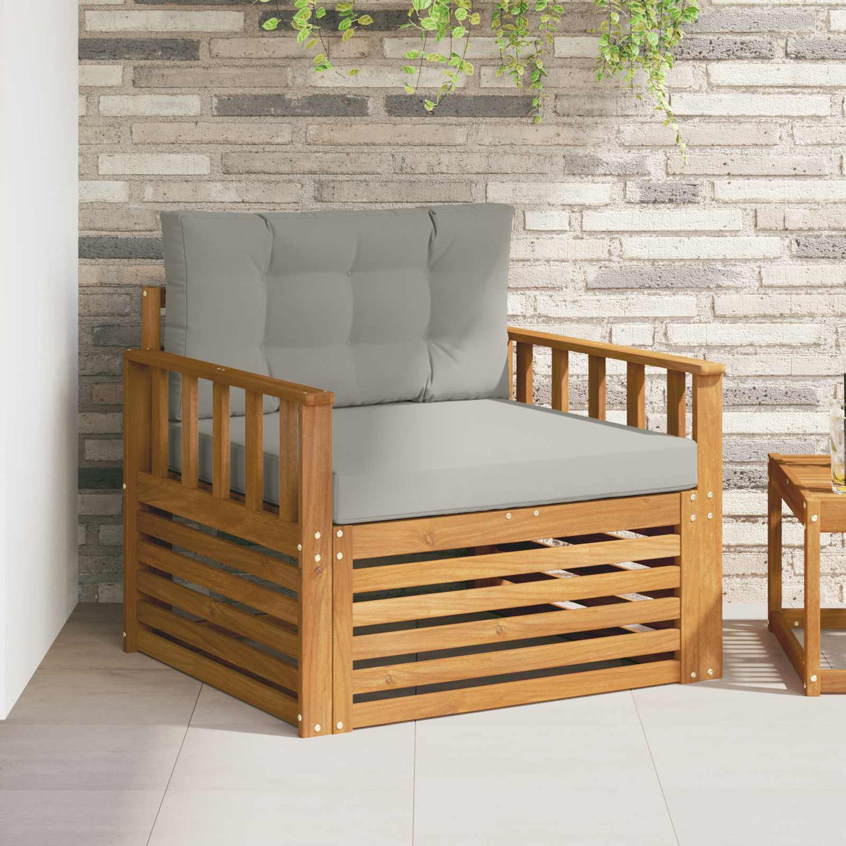 vidaXL Buiten bank set Massief Acacia Hout en Polyester Naturel