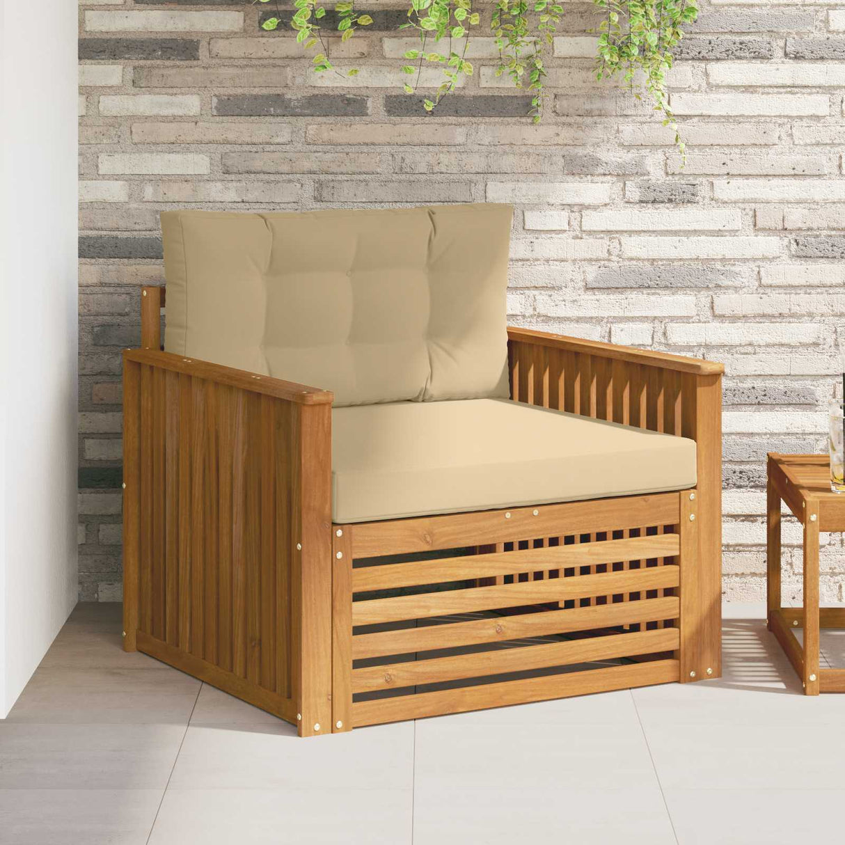 vidaXL Buiten bank set Massief Acacia Hout en Polyester Naturel