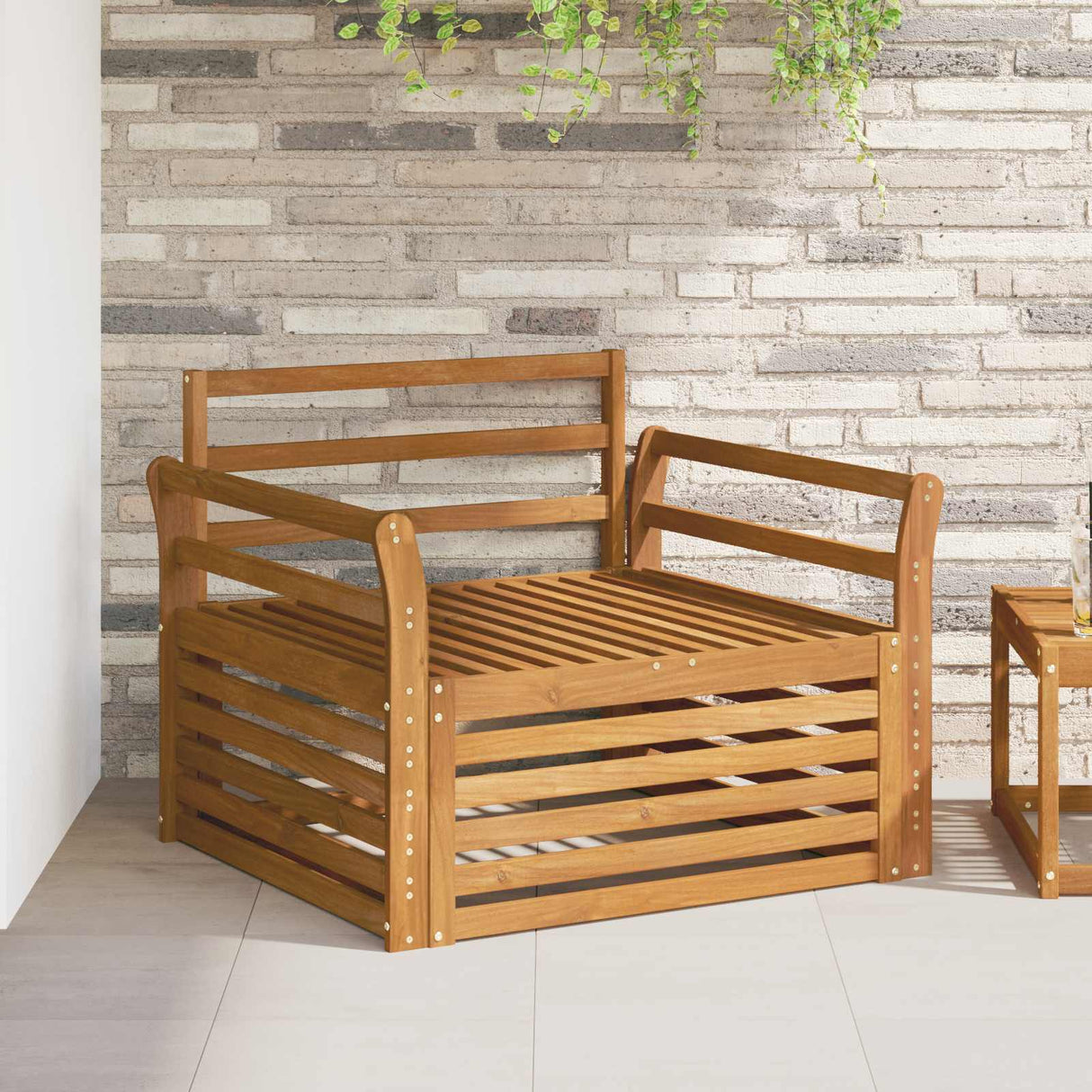 vidaXL Buiten bank set Massief Acacia Hout en Polyester Naturel