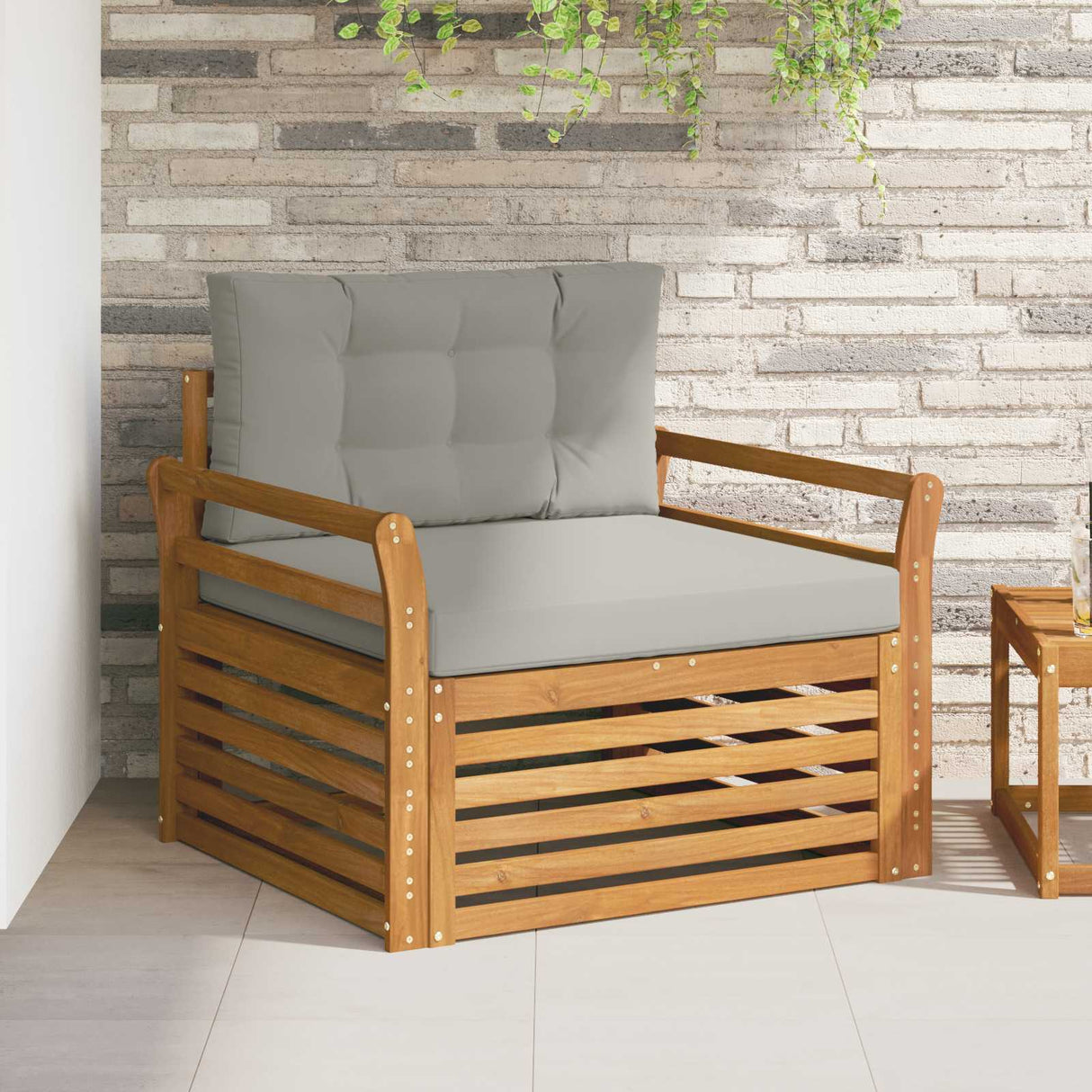 vidaXL Buiten bank set Massief Acacia Hout en Polyester Naturel