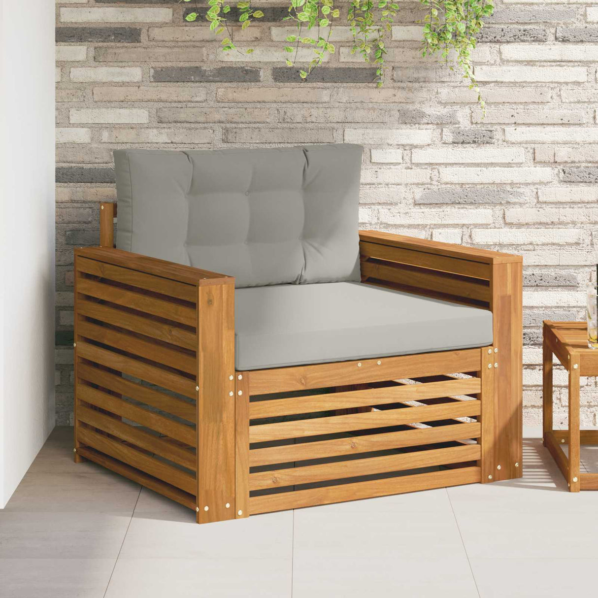 vidaXL Buiten bank set Massief Acacia Hout en Polyester Naturel