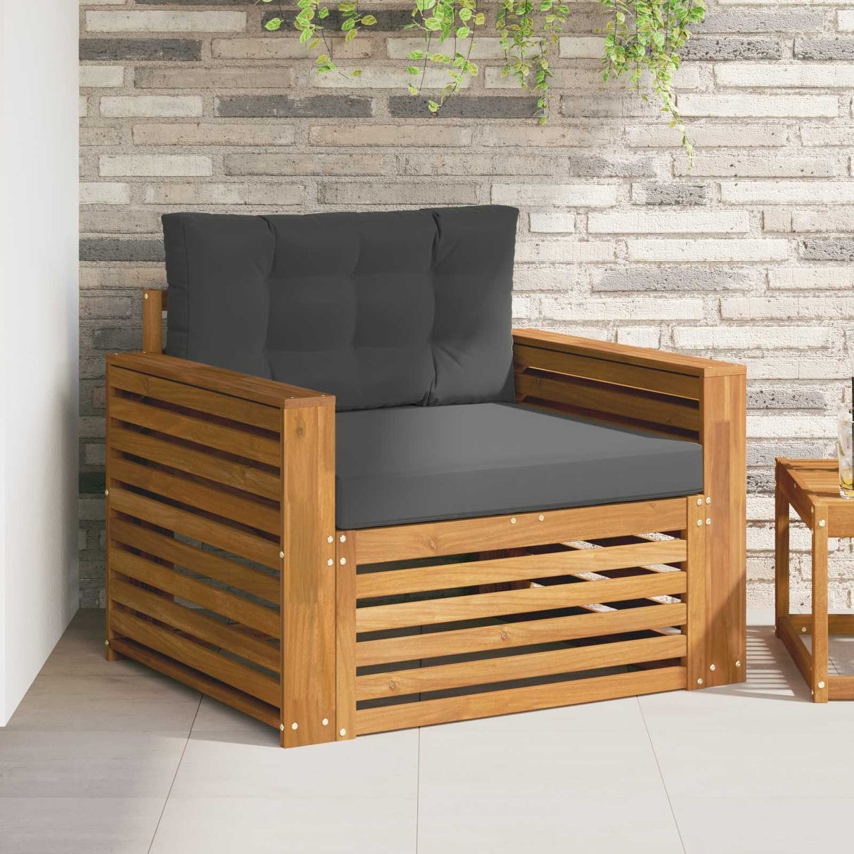 vidaXL Buiten bank set Massief Acacia Hout en Polyester Naturel