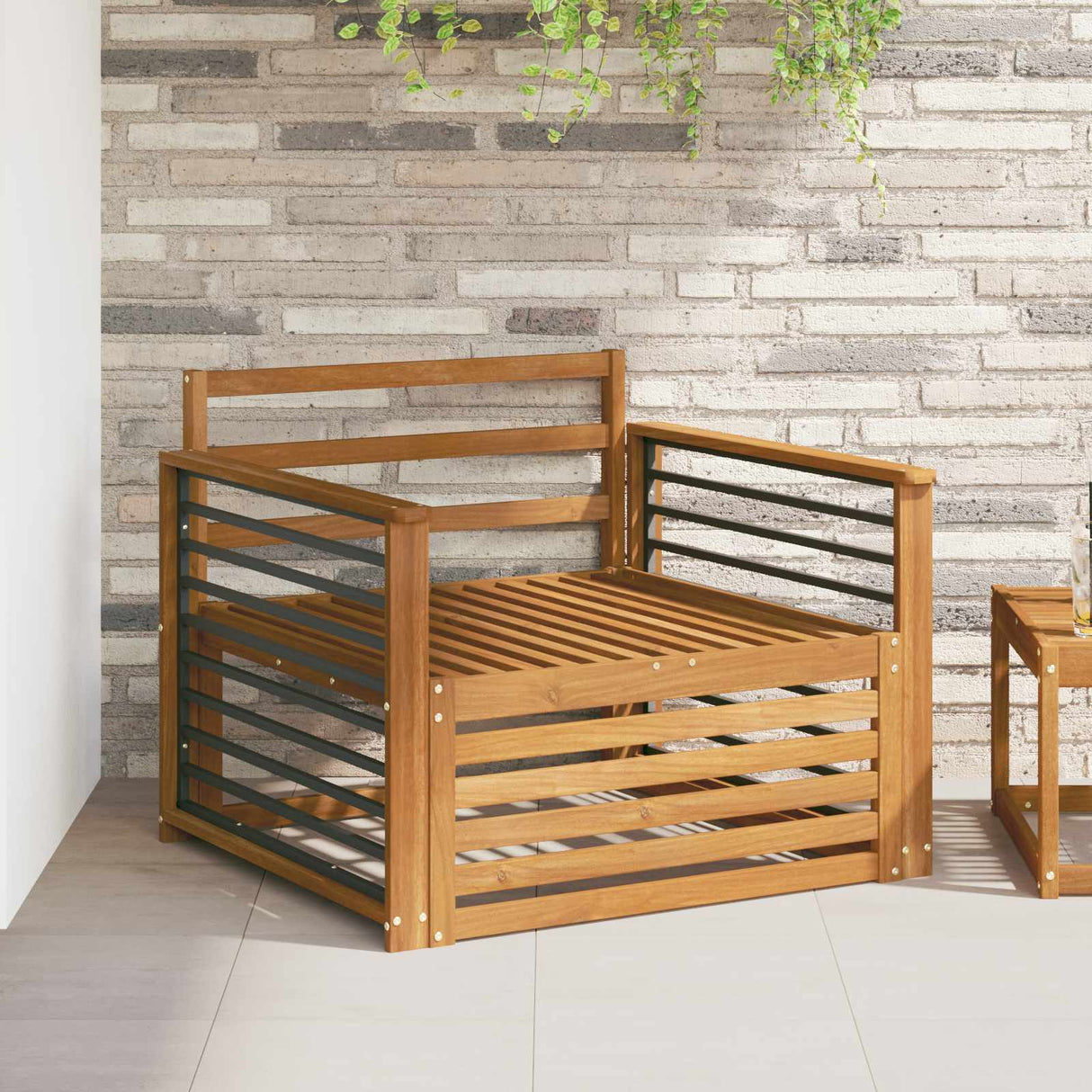 vidaXL Buiten bank set Massief Acacia Hout en Polyester Naturel