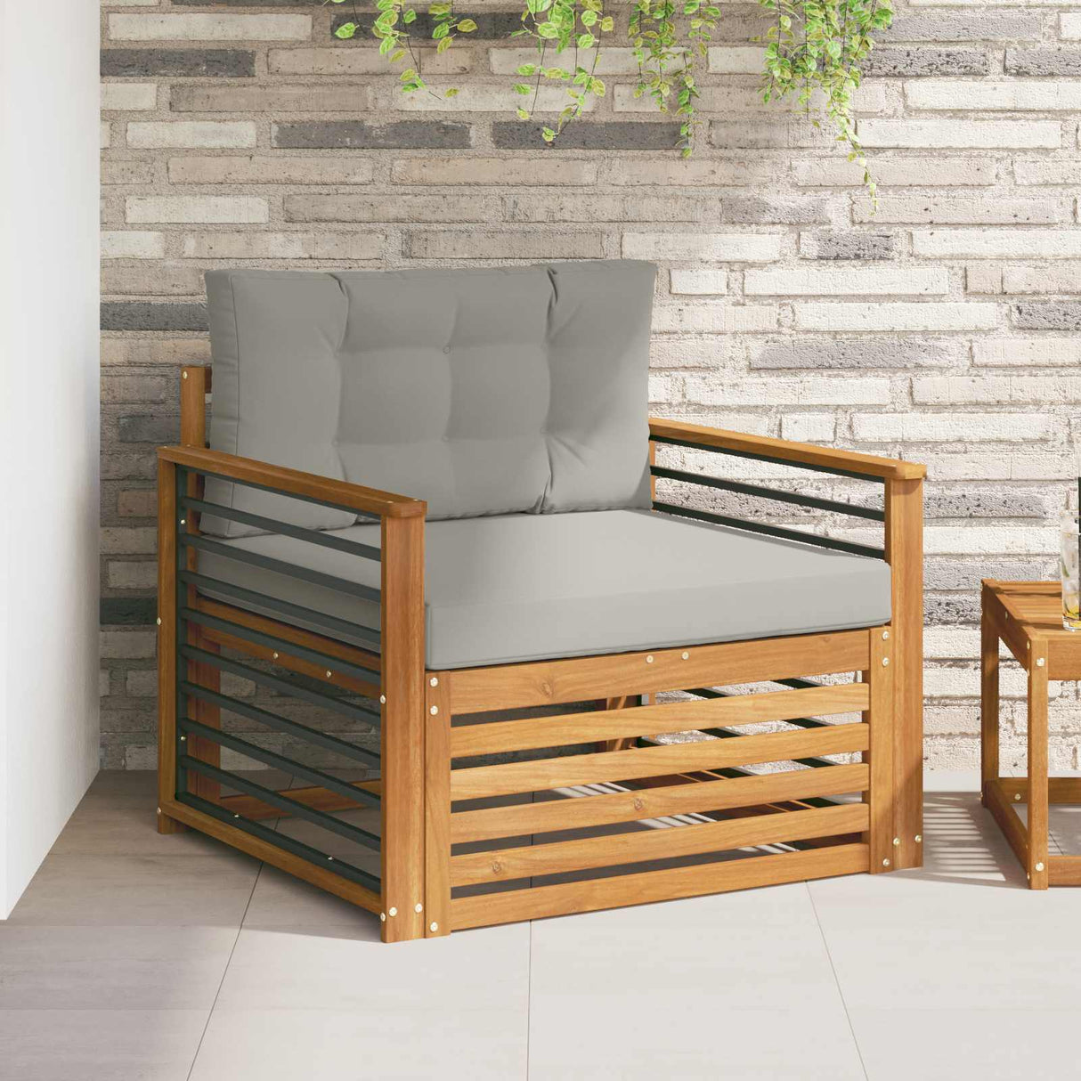 vidaXL Buiten bank set Massief Acacia Hout en Polyester Naturel