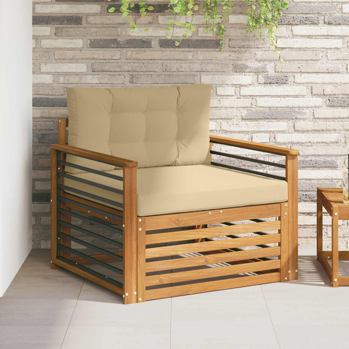 vidaXL Buiten bank set Massief Acacia Hout en Polyester Naturel