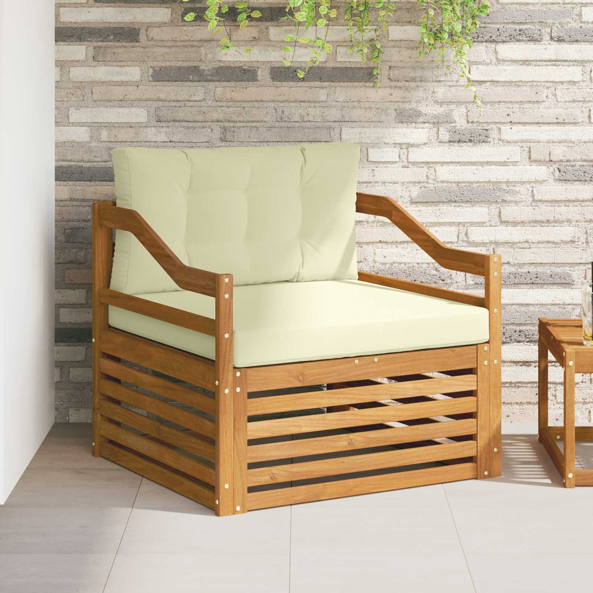 vidaXL Buiten bank set Massief Acacia Hout en Polyester Naturel