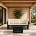 vidaXL Garden Bench Set 4 pcs Black poly rattan
