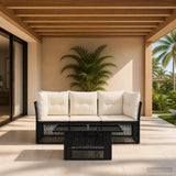vidaXL Garden Bench Set 4 pcs Black poly rattan