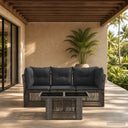 vidaXL Garden Bench Set 4 pcs Black poly rattan