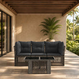 vidaXL Garden Bench Set 4 pcs Black poly rattan