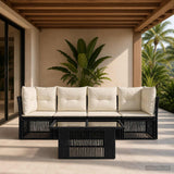 vidaXL Tuinbank Set 5 st Zwart poly rattan