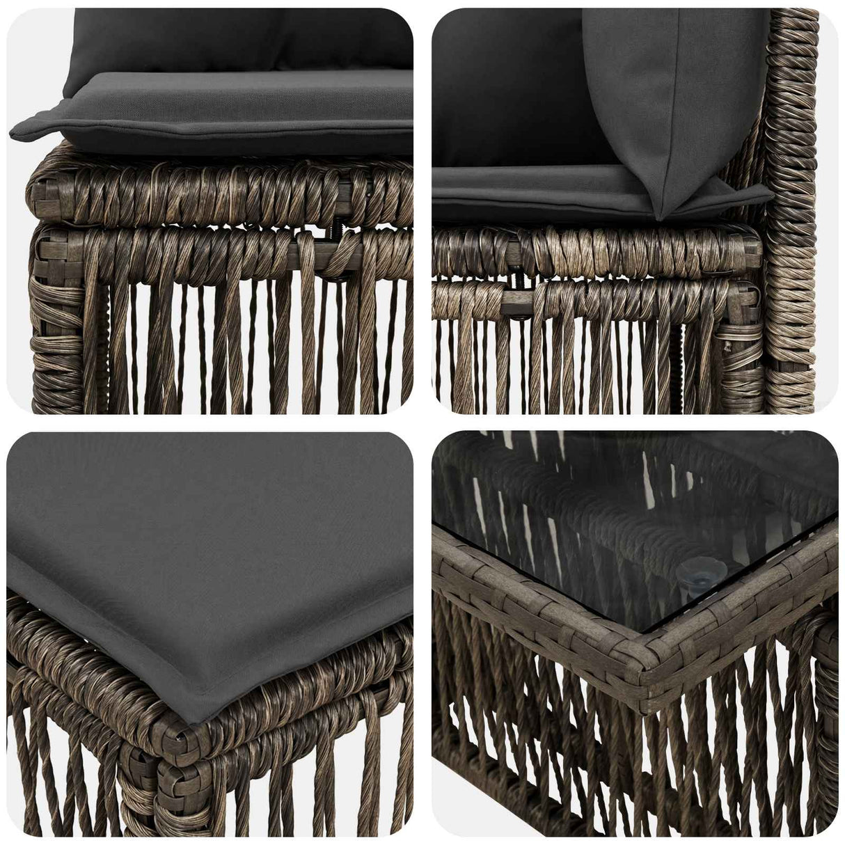 vidaXL Tuinbank Set 5 st Zwart poly rattan