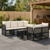 vidaXL Tuinbank Set 6 st Zwart poly rattan