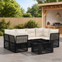 vidaXL Tuinbank Set 7 st Zwart poly rattan