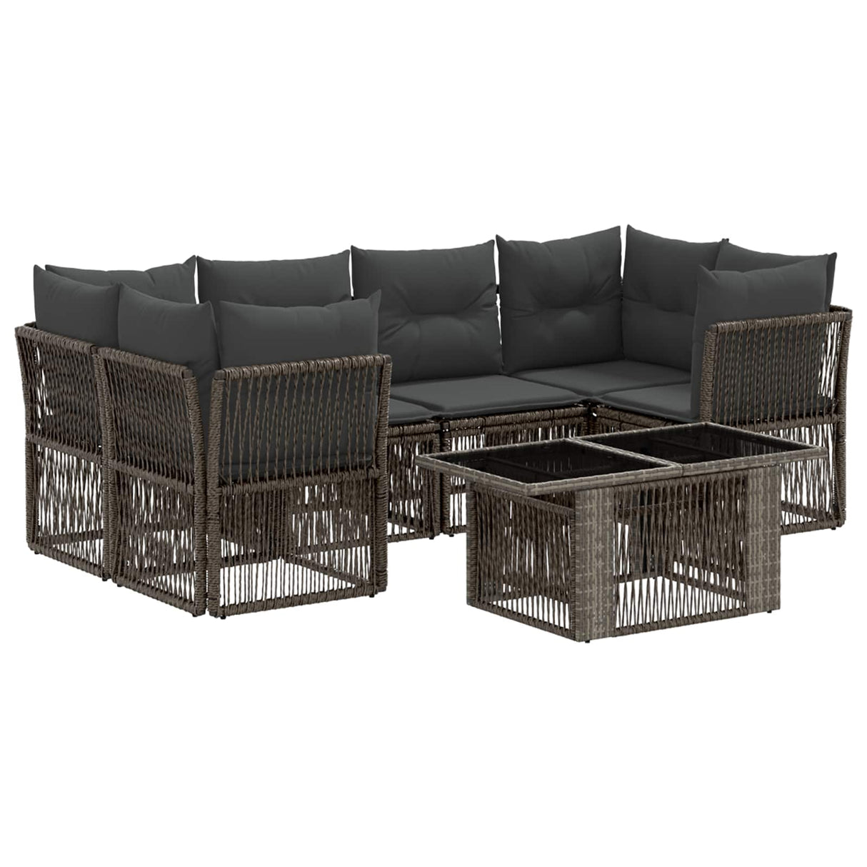 vidaXL Tuinbank Set 7 st Zwart poly rattan