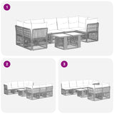 vidaXL Tuinbank Set 8 st Zwart poly rattan