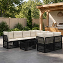 vidaXL Tuinbank Set 9 st Zwart poly rattan