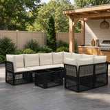 vidaXL Tuinbank Set 9 st Zwart poly rattan