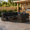 vidaXL Tuinbank Set 9 st Zwart poly rattan