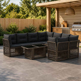 vidaXL Tuinbank Set 9 st Zwart poly rattan