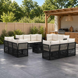 vidaXL Tuinbank Set 13 st Zwart poly rattan