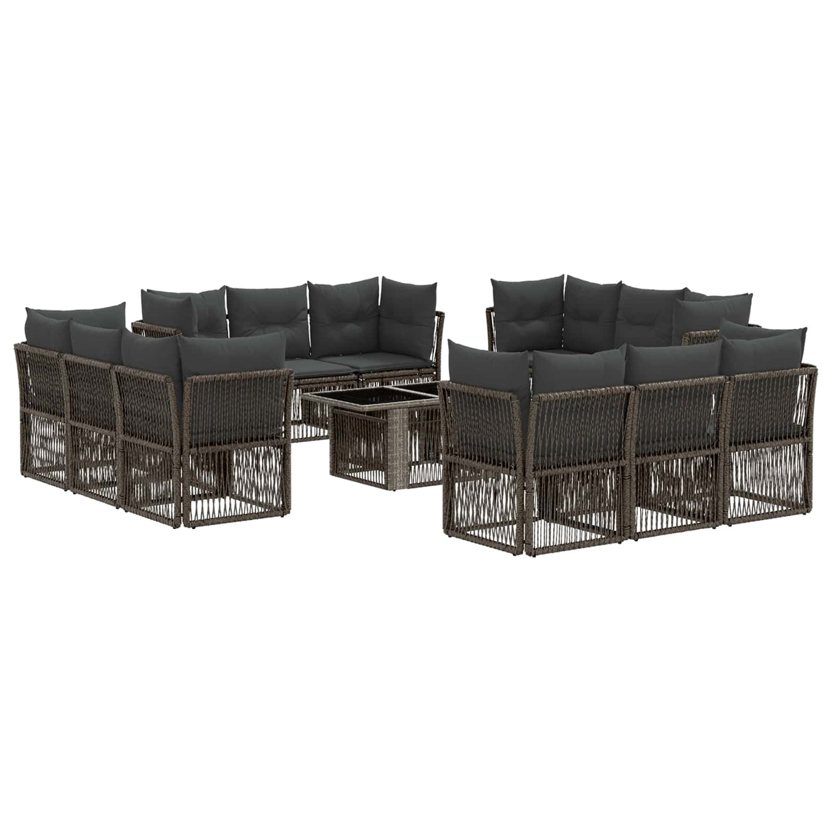 vidaXL Tuinbank Set 13 st Zwart poly rattan