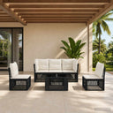 vidaXL Garden Sofa Set 6 pcs Black poly rattan