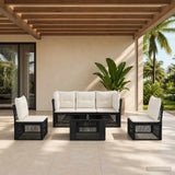 vidaXL Garden Sofa Set 6 pcs Black poly rattan