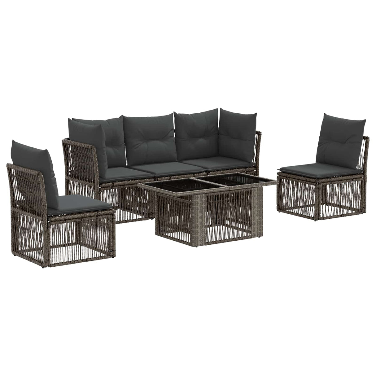 vidaXL Garden Sofa Set 6 pcs Black poly rattan