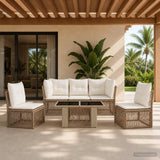 vidaXL Garden Sofa Set 6 pcs Black poly rattan