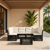 vidaXL Tuinbank Set 7 st Zwart poly rattan