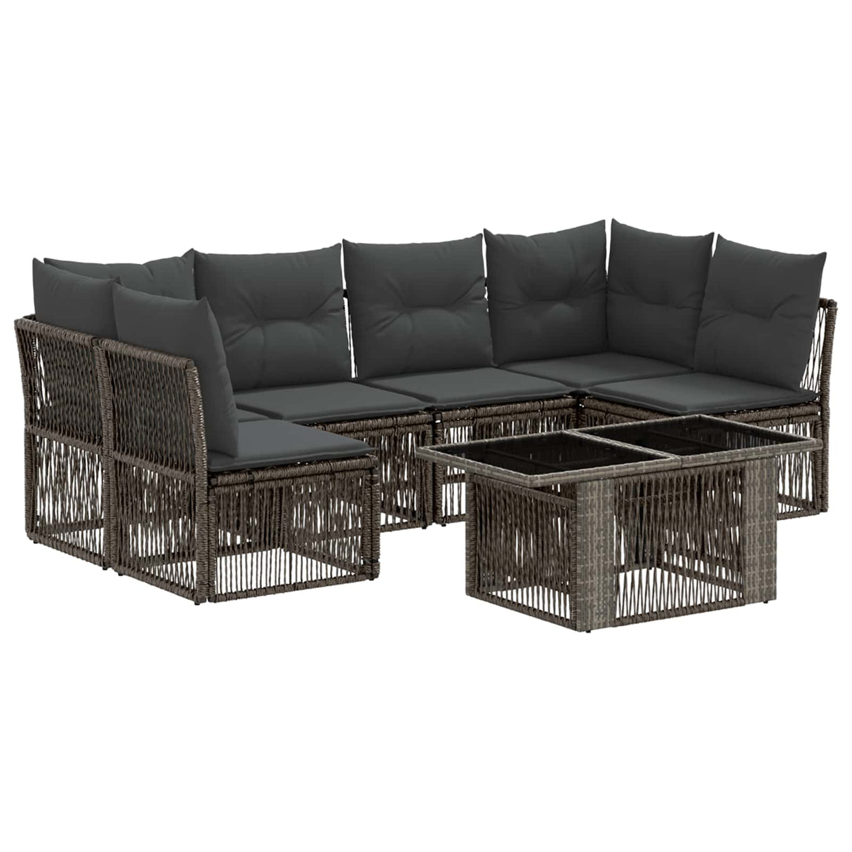 vidaXL Tuinbank Set 7 st Zwart poly rattan