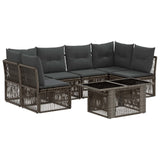 vidaXL Tuinbank Set 7 st Zwart poly rattan
